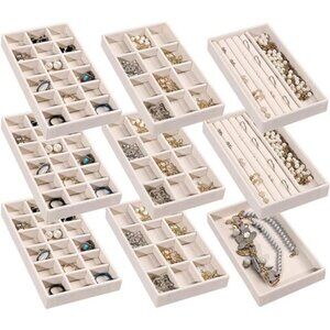 Jewelry Organizer Tray,Stackable Velvet Jewelry Trays,Drawer Inserts Earring